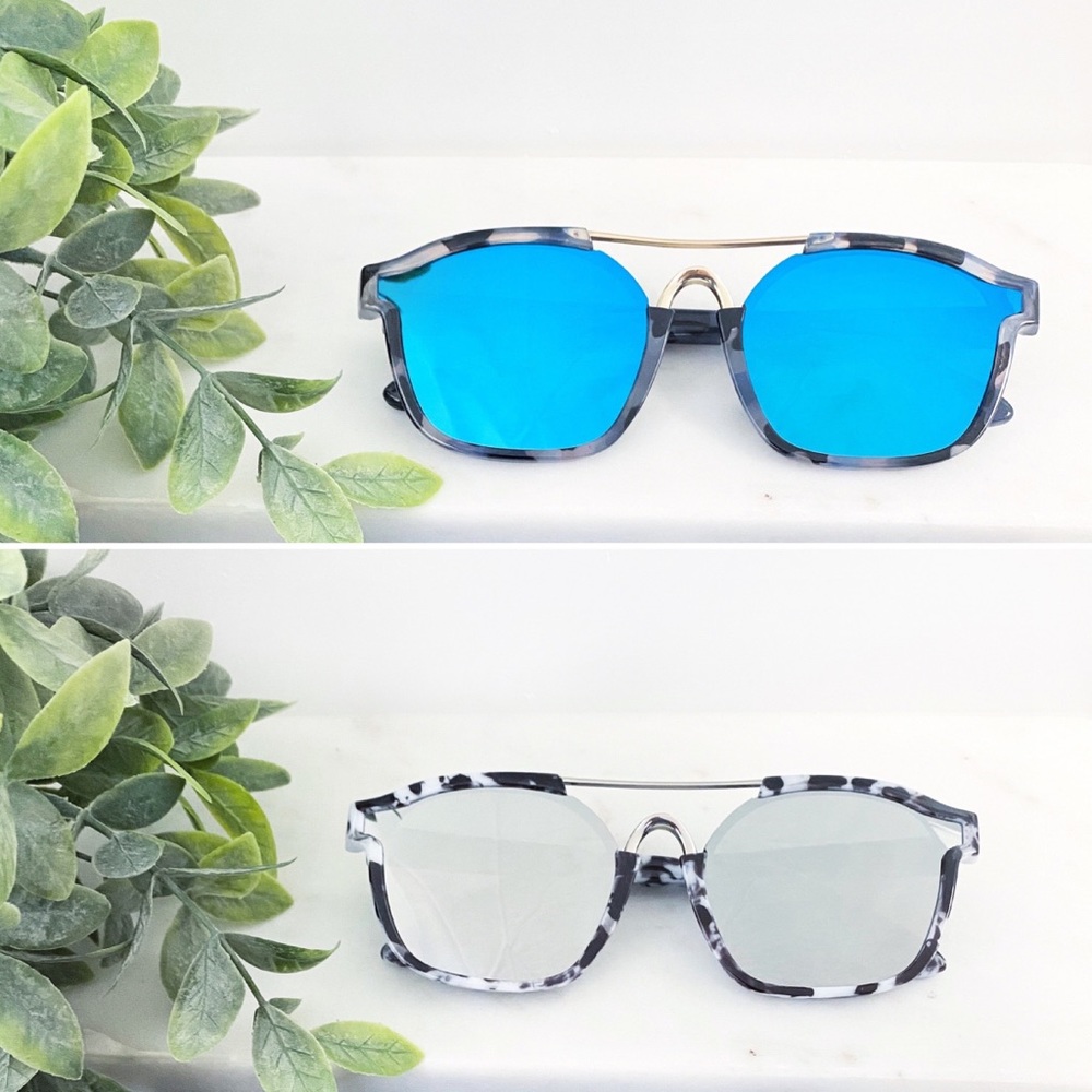 "Hadley" Sunglasses || Blue Mirror Speckled - Picture 6 of 8